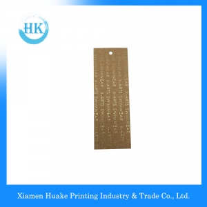 Kraft Paper Hang Tag med Hot Stamping Printing 