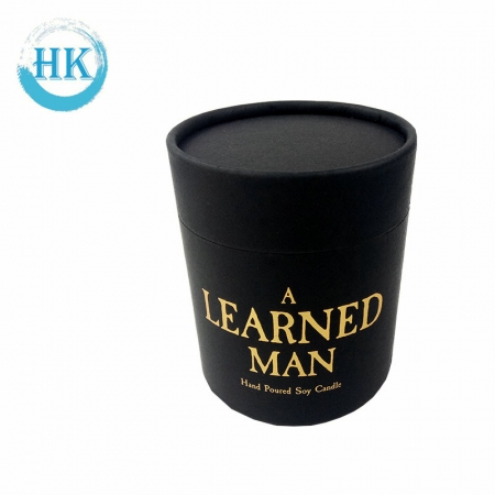 Hot Golden Stamp Packaging Round Tube Candle Box 